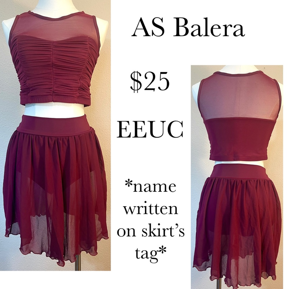 Balera AS Burgundy Top and Skirt Dance Costume